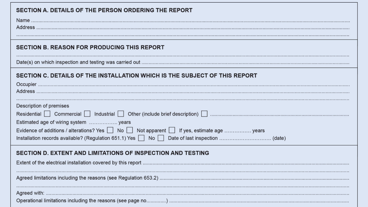 EICR Certificate Legal Requirement